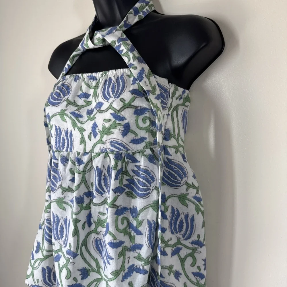 Fancy Women's‎ Medium Blue Floral Two Piece Set Crop Top Skirt Y2K Beachy NWT
